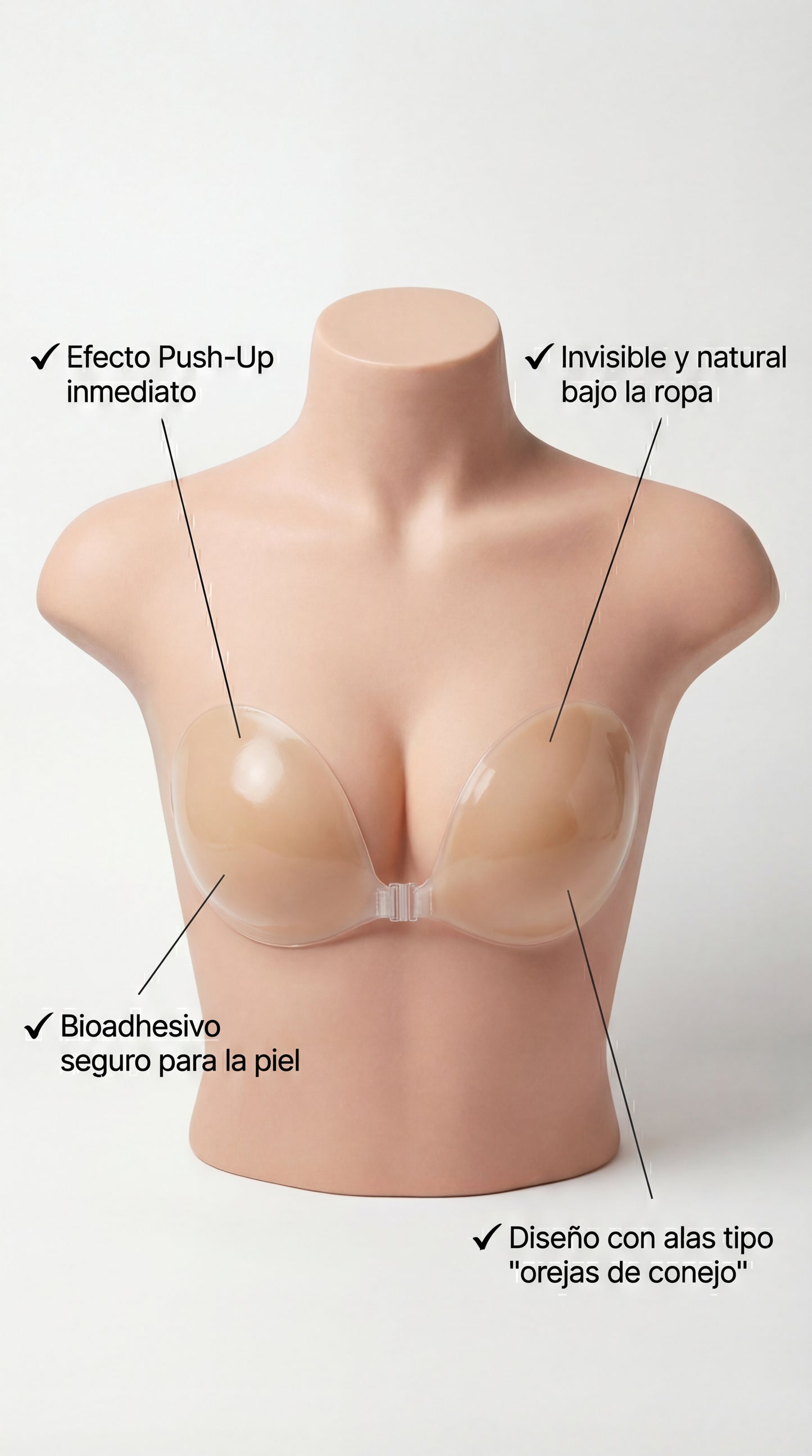 Push-UP™ Sujetador Invisible de Silicona,  sin Tirantes y Reutilizables, Bra Adhesivo sin Respaldo
