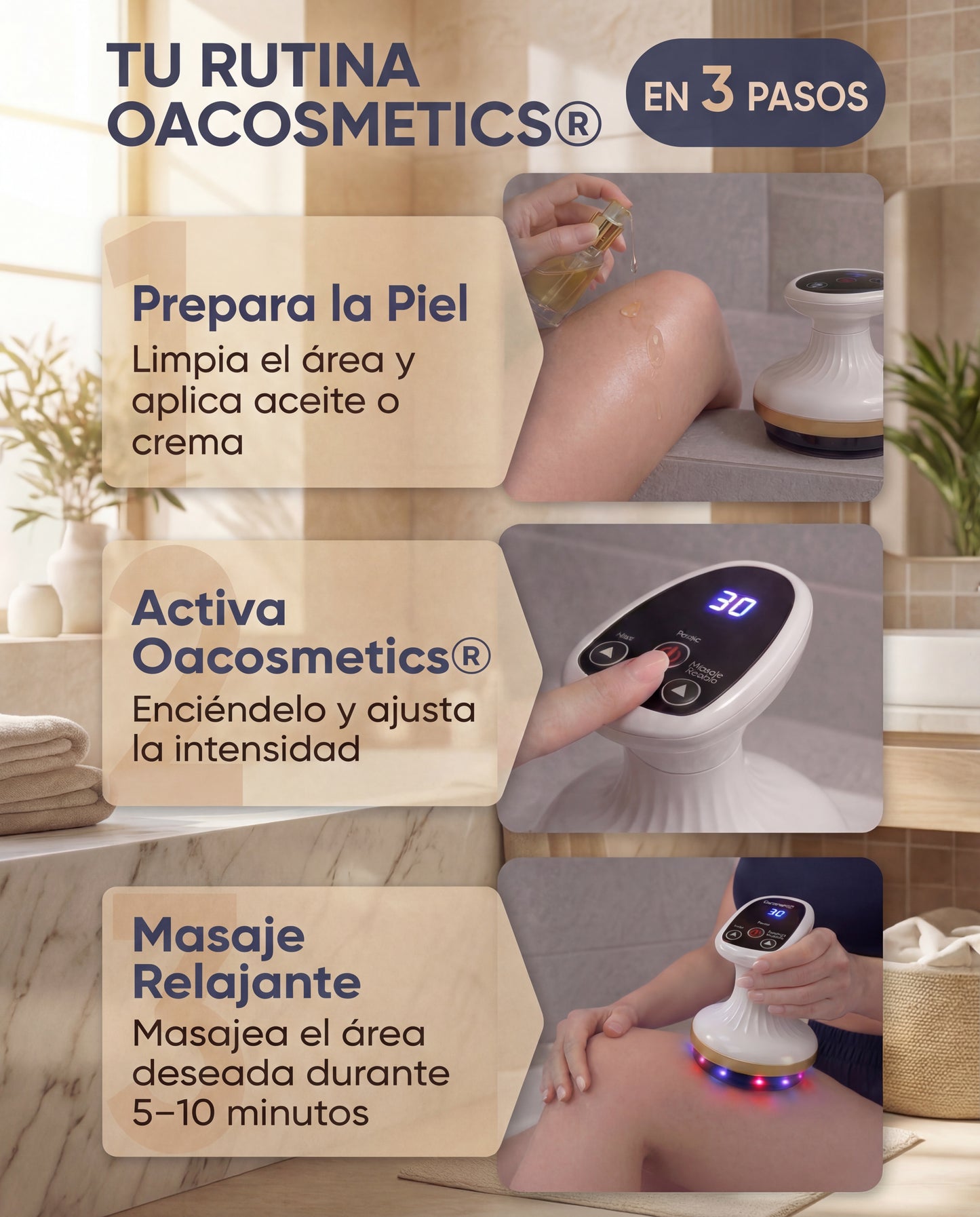 ÔA SculptGlow™ –Masajeador Anticelulítico por Succión Dinámica Inteligente con Vacío Eléctrico, Luz de Alta Energía y Terapia Reafirmante Corporal